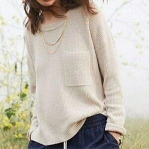 Madewell | Thompson Tan Pocket Knit Crew Sweater Small